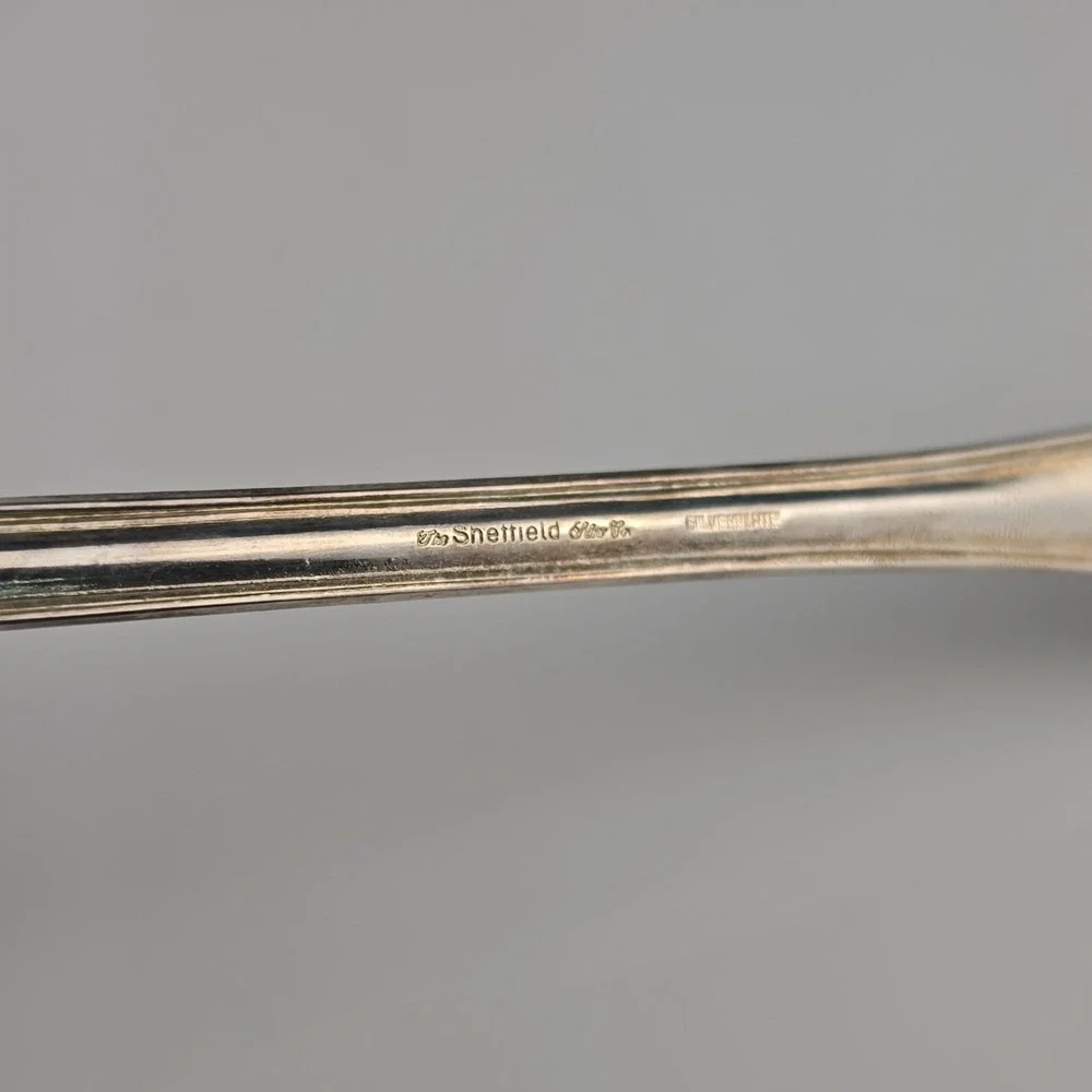 Sheffield Silver Co Kings Pattern Silverplate Salad Serving Spoon Fork Italy